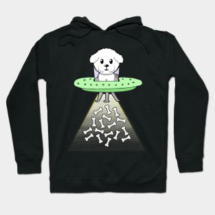 Funny furry dog is flying a ufo Hoodie